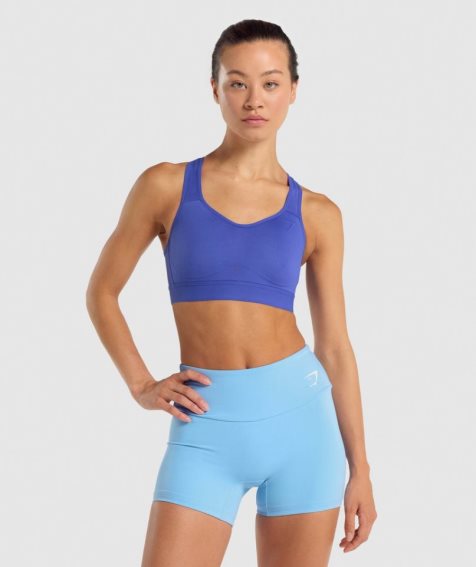 Women's Gymshark Lightweight High Support Sports Bra Blue | CA 671ND3